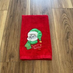 1993 Looney tunes bugs bunny warm wishes Christmas hand towel
